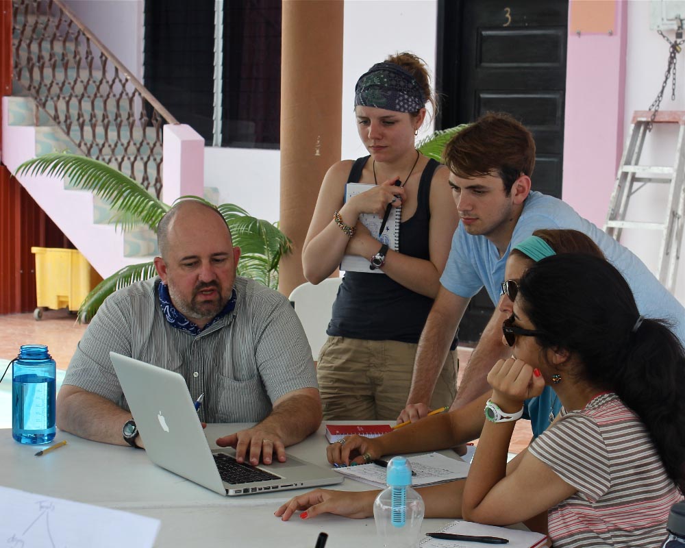 Douglas Hume with Students in Orange Walk Town, Belize, 2014