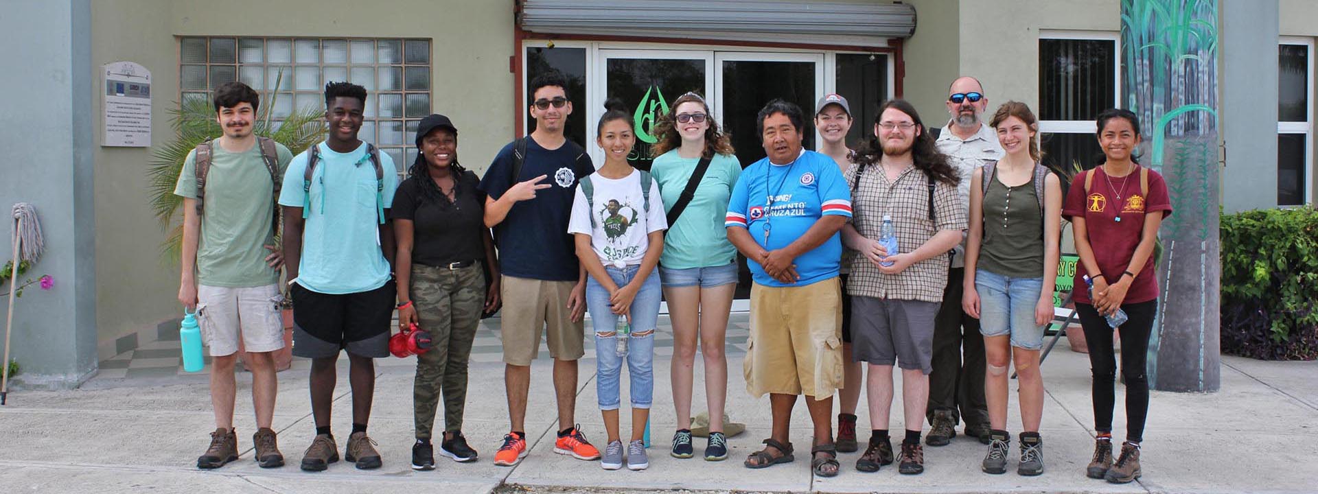 Douglas Hume and Antonio Novelo with Field School Participants at the Sugar Industry Research and Development Institute, Belize, 2019